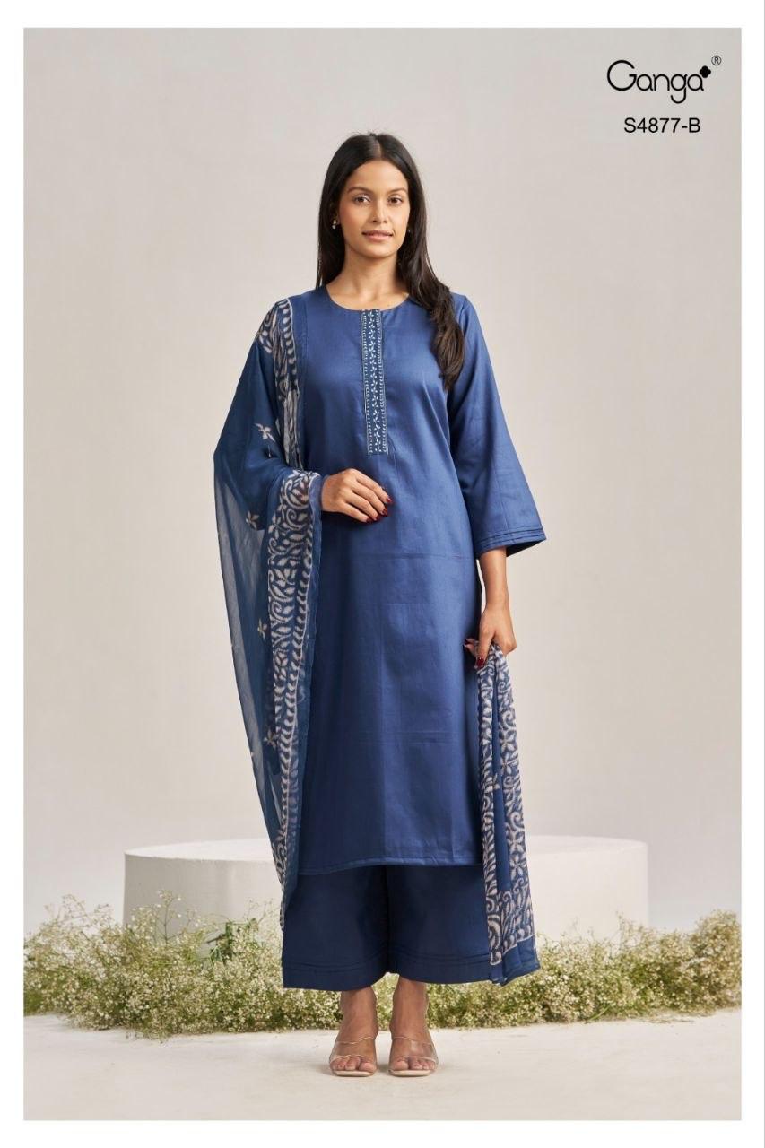 Ganga Gabina 4877 Cotton Satin Dress Material
