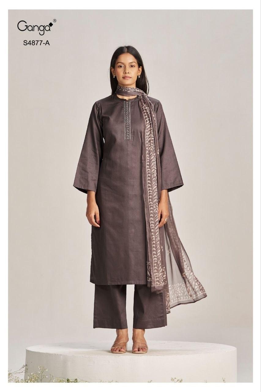 Ganga Gabina 4877 Cotton Satin Dress Material