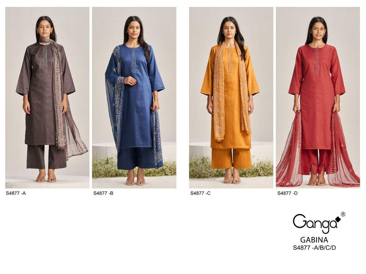 Ganga Gabina 4877 Cotton Satin Dress Material