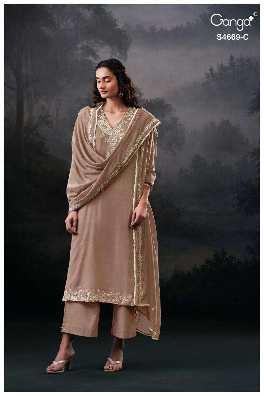 Ganga Fashion Gitaeya 4669 Bemberg Mul Dress Material - Amrah Wholesale