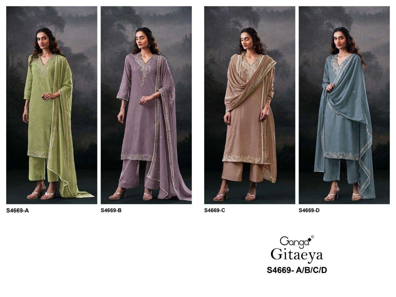 Ganga Fashion Gitaeya 4669 Bemberg Mul Dress Material - Amrah Wholesale