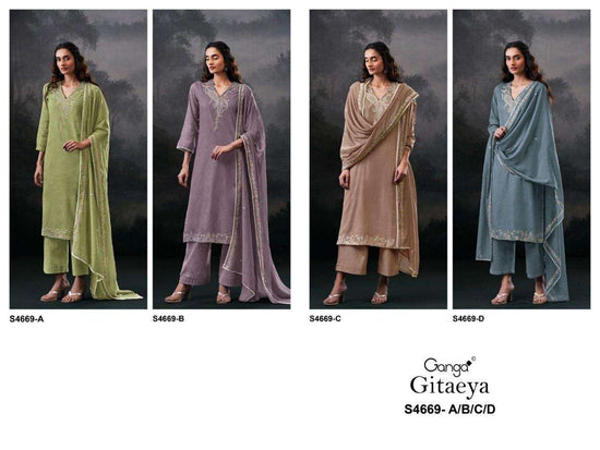 Ganga Fashion Gitaeya 4669 Bemberg Mul Dress Material - Amrah Wholesale