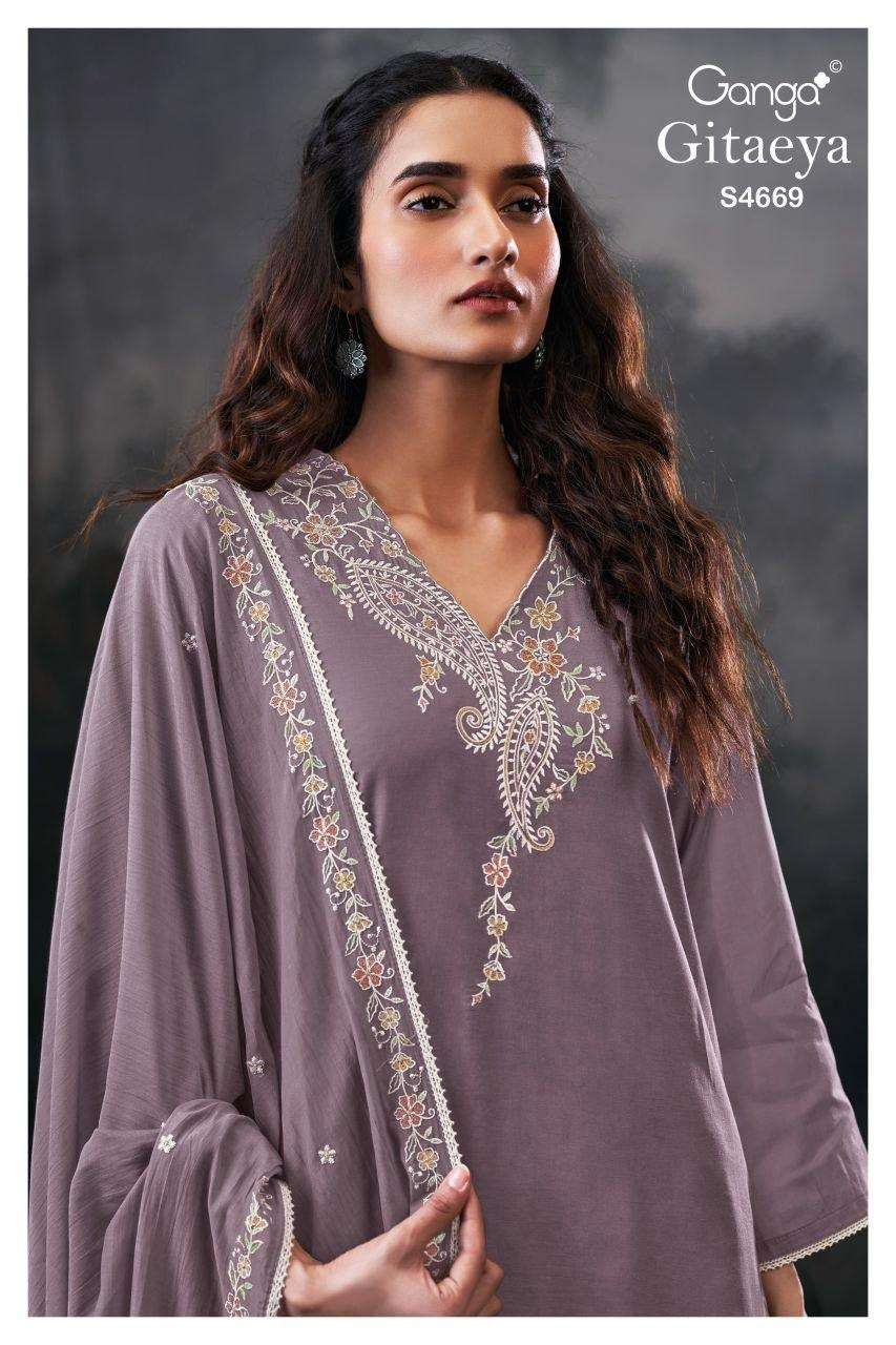 Ganga Fashion Gitaeya 4669 Bemberg Mul Dress Material - Amrah Wholesale