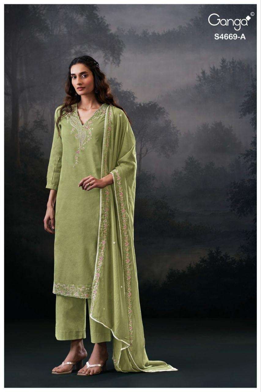 Ganga Fashion Gitaeya 4669 Bemberg Mul Dress Material - Amrah Wholesale