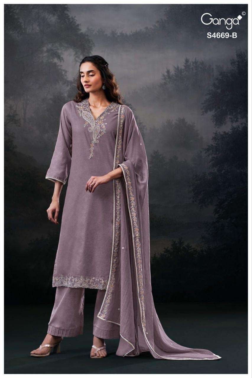 Ganga Fashion Gitaeya 4669 Bemberg Mul Dress Material - Amrah Wholesale