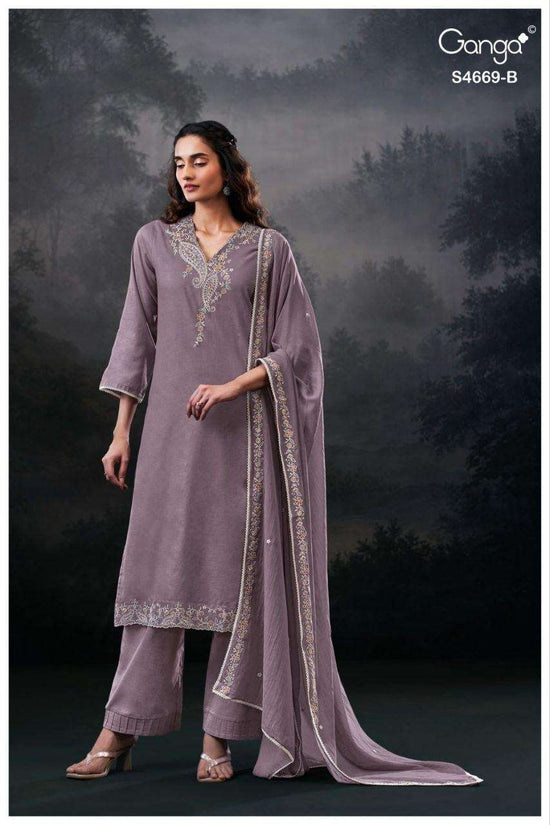 Ganga Fashion Gitaeya 4669 Bemberg Mul Dress Material - Amrah Wholesale