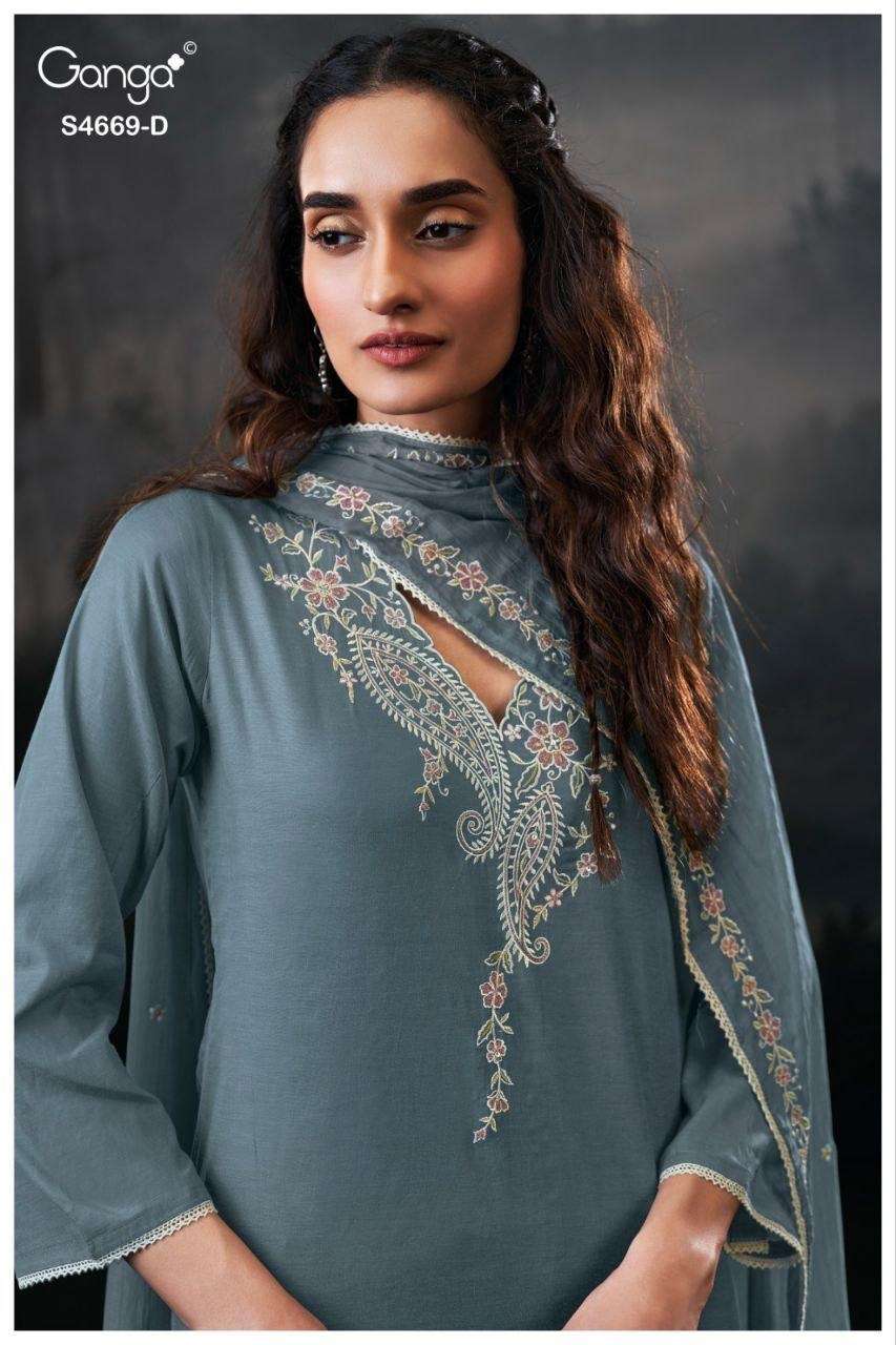 Ganga Fashion Gitaeya 4669 Bemberg Mul Dress Material - Amrah Wholesale