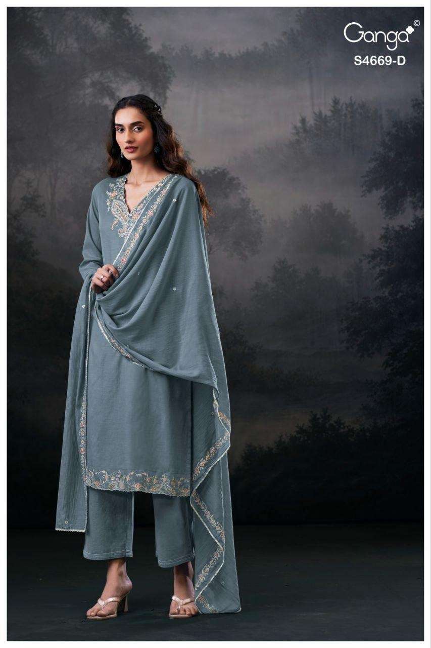 Ganga Fashion Gitaeya 4669 Bemberg Mul Dress Material - Amrah Wholesale