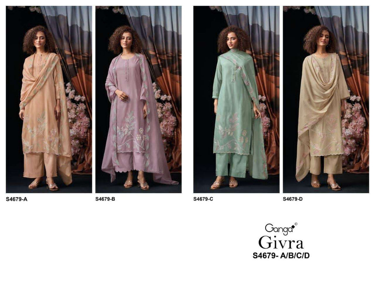 Ganga Fashion Givra 4679 Pure Mul Dress Material