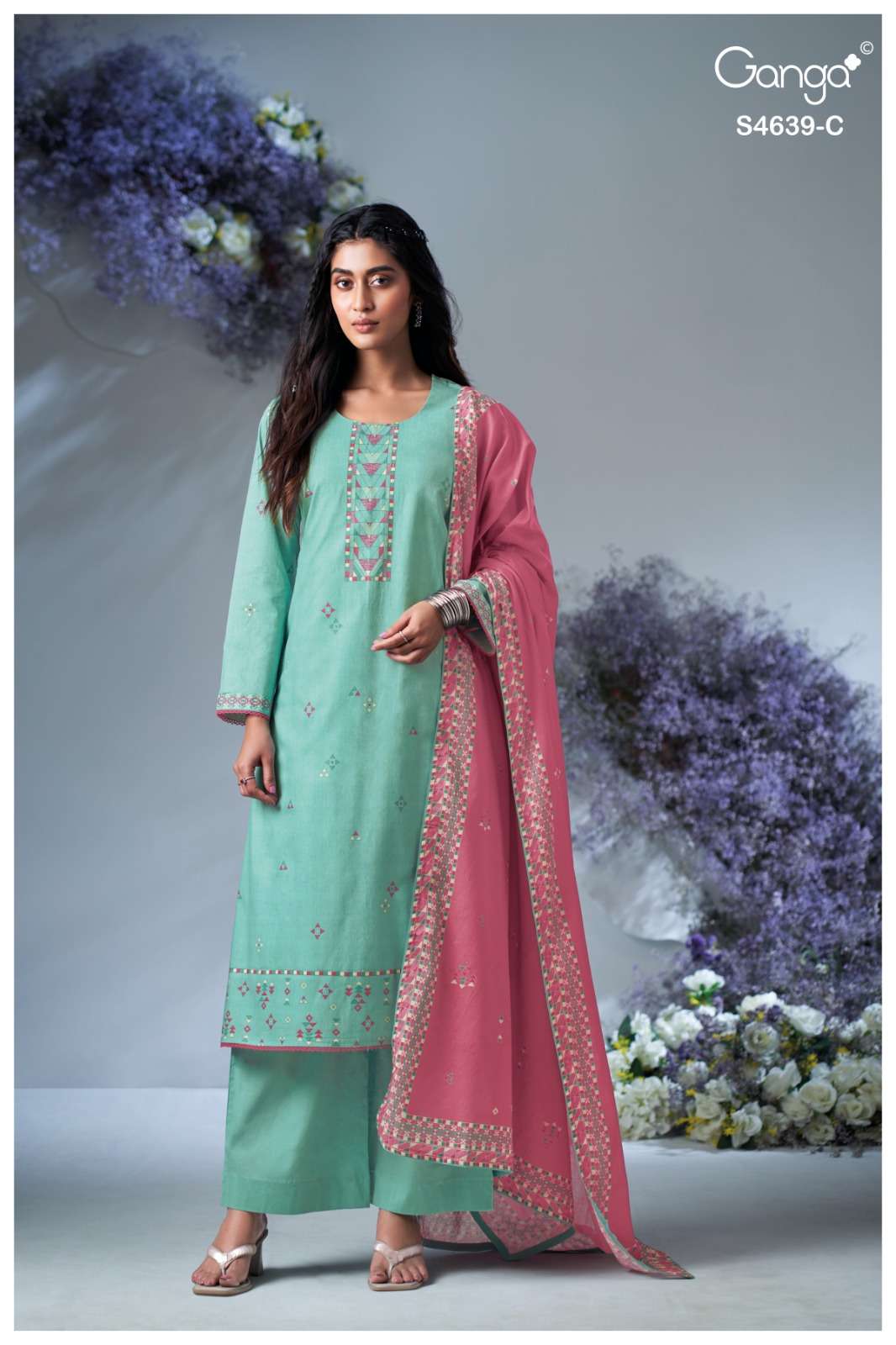 Ganga Fashion Giyana 4639 Pure Cotton Dress Material - Amrah Wholesale