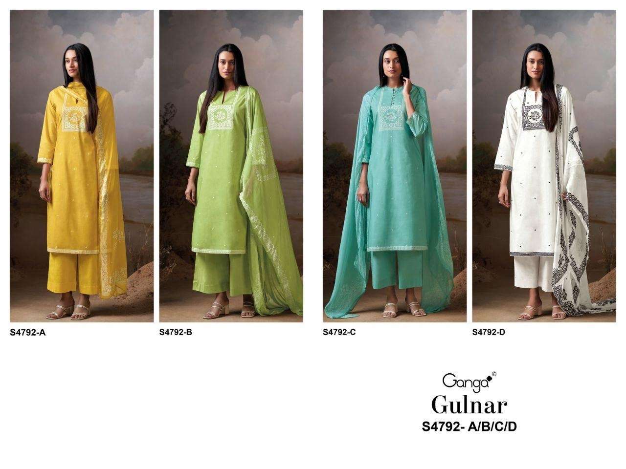 Ganga Fashion Gulnar 4792 Cotton Embroidered Dress Material