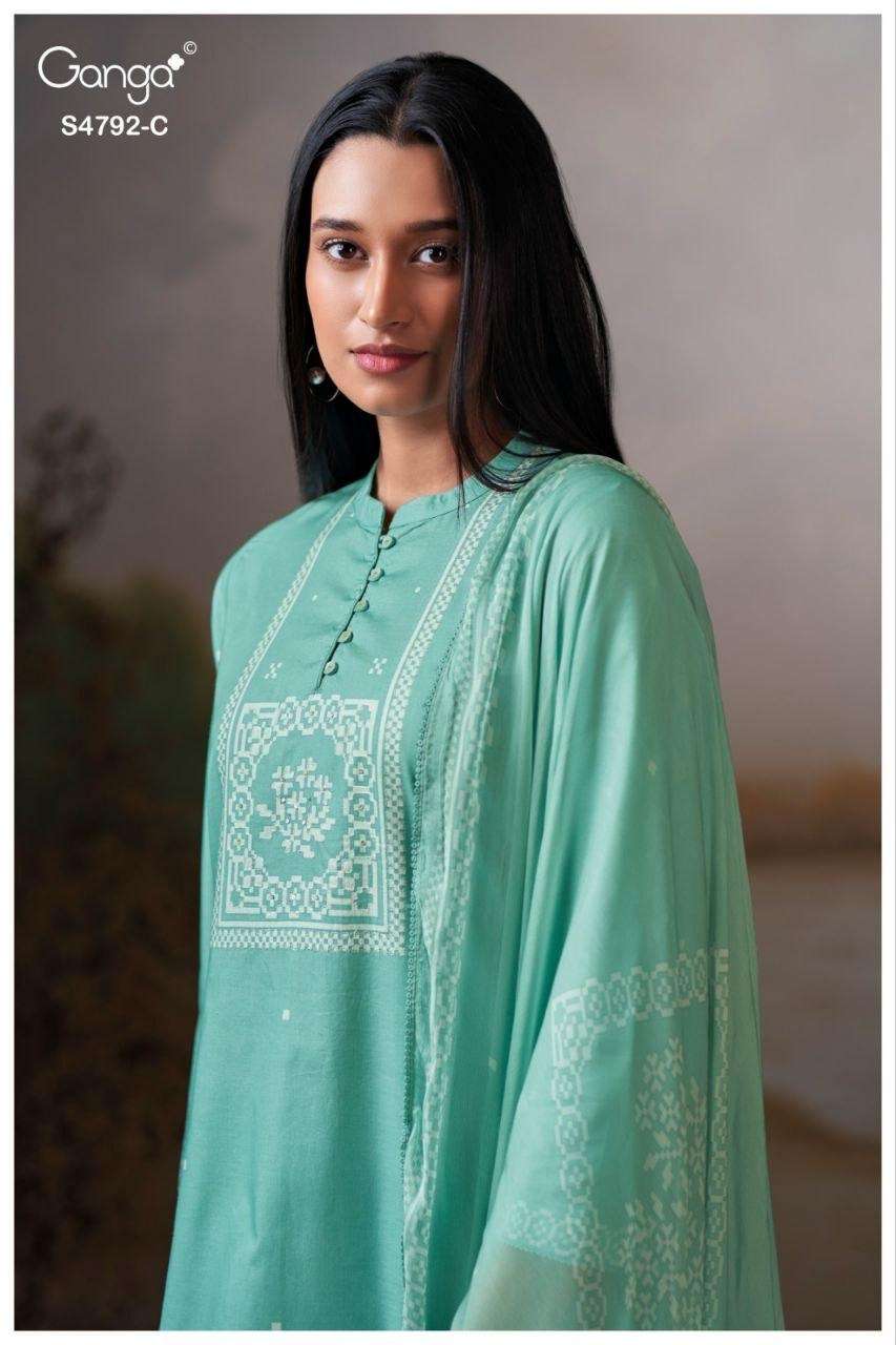 Ganga Fashion Gulnar 4792 Cotton Embroidered Dress Material