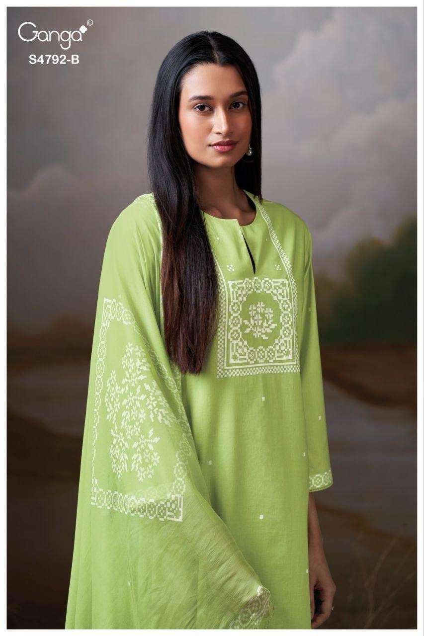 Ganga Fashion Gulnar 4792 Cotton Embroidered Dress Material