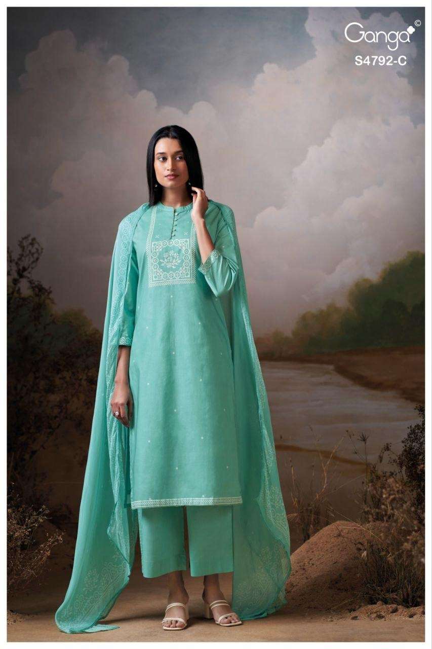 Ganga Fashion Gulnar 4792 Cotton Embroidered Dress Material