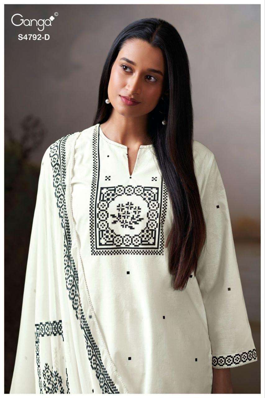 Ganga Fashion Gulnar 4792 Cotton Embroidered Dress Material