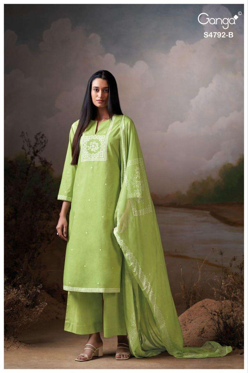 Ganga Fashion Gulnar 4792 Cotton Embroidered Dress Material