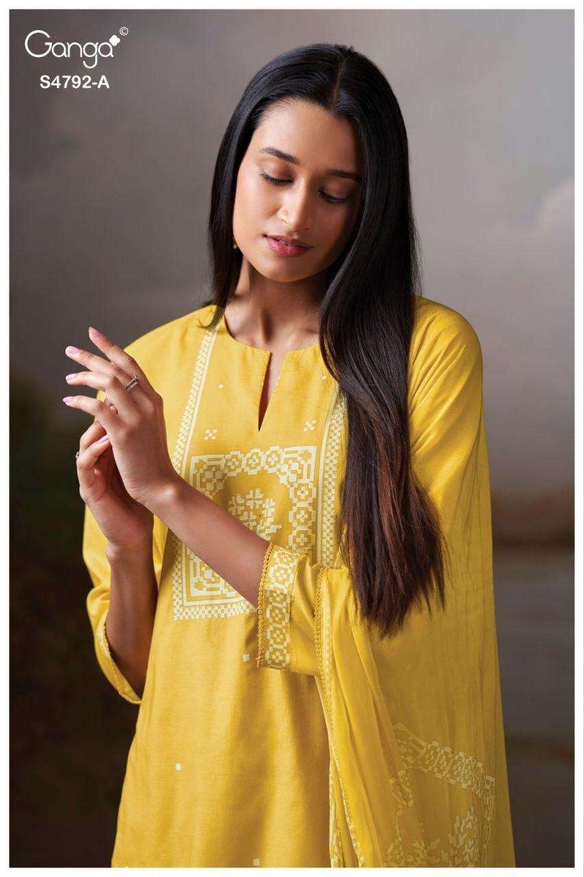 Ganga Fashion Gulnar 4792 Cotton Embroidered Dress Material