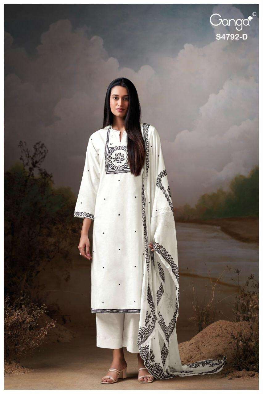 Ganga Fashion Gulnar 4792 Cotton Embroidered Dress Material