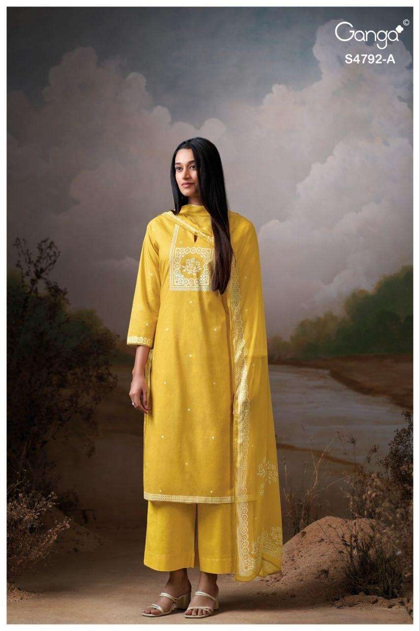 Ganga Fashion Gulnar 4792 Cotton Embroidered Dress Material