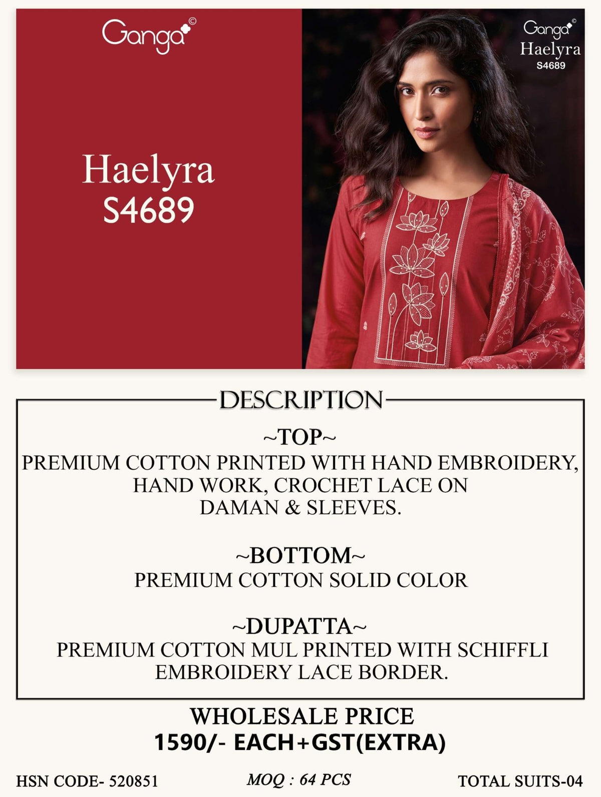 Ganga Fashion Haelyra 4689 Cotton Dress Material - Amrah Wholesale