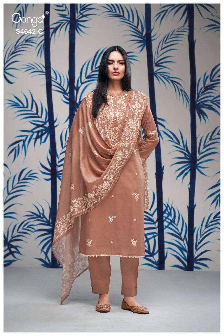 Ganga Hirael 4642 Cotton Dress Material - Amrah Wholesale