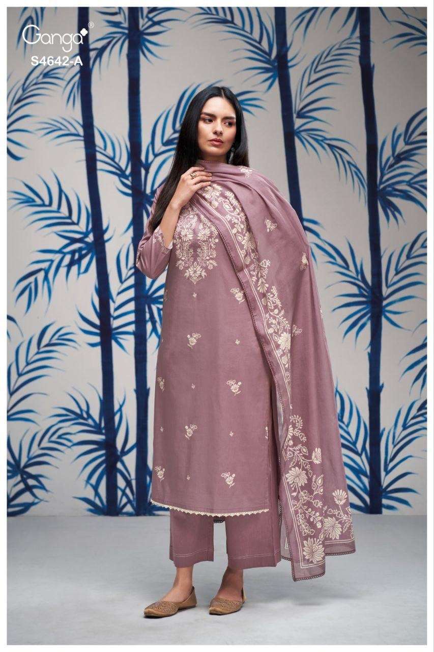 Ganga Hirael 4642 Cotton Dress Material - Amrah Wholesale