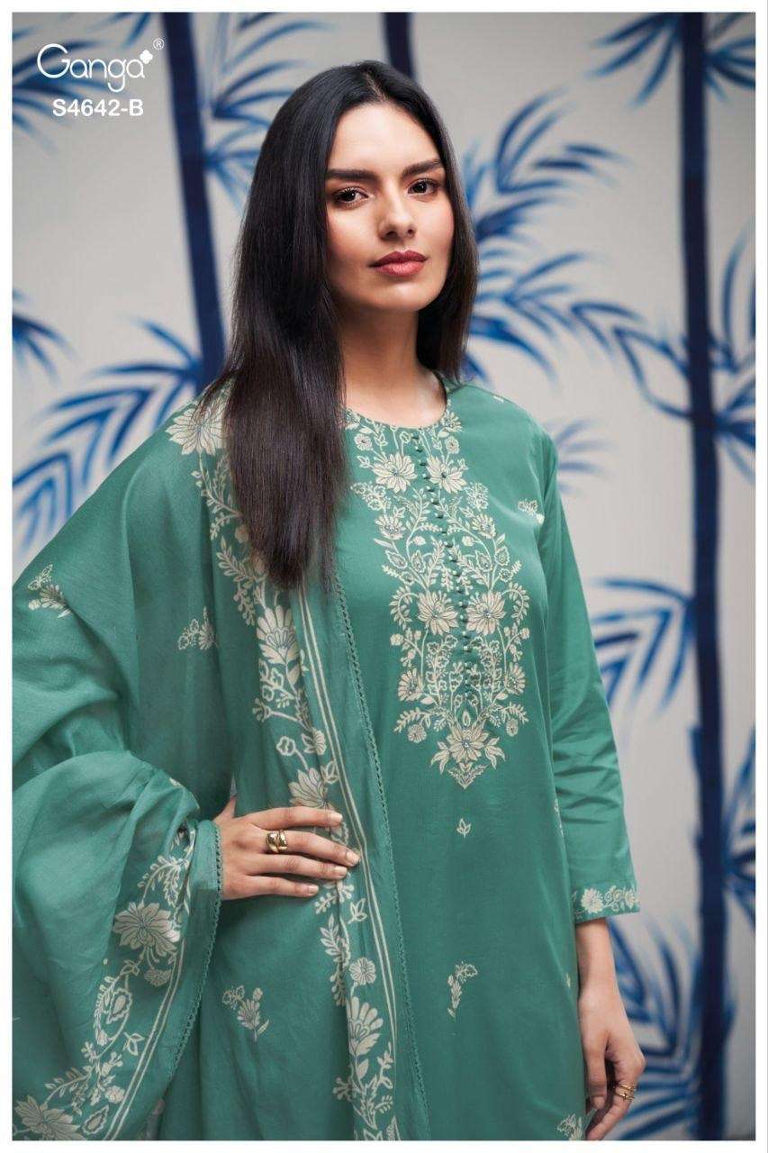 Ganga Hirael 4642 Cotton Dress Material - Amrah Wholesale