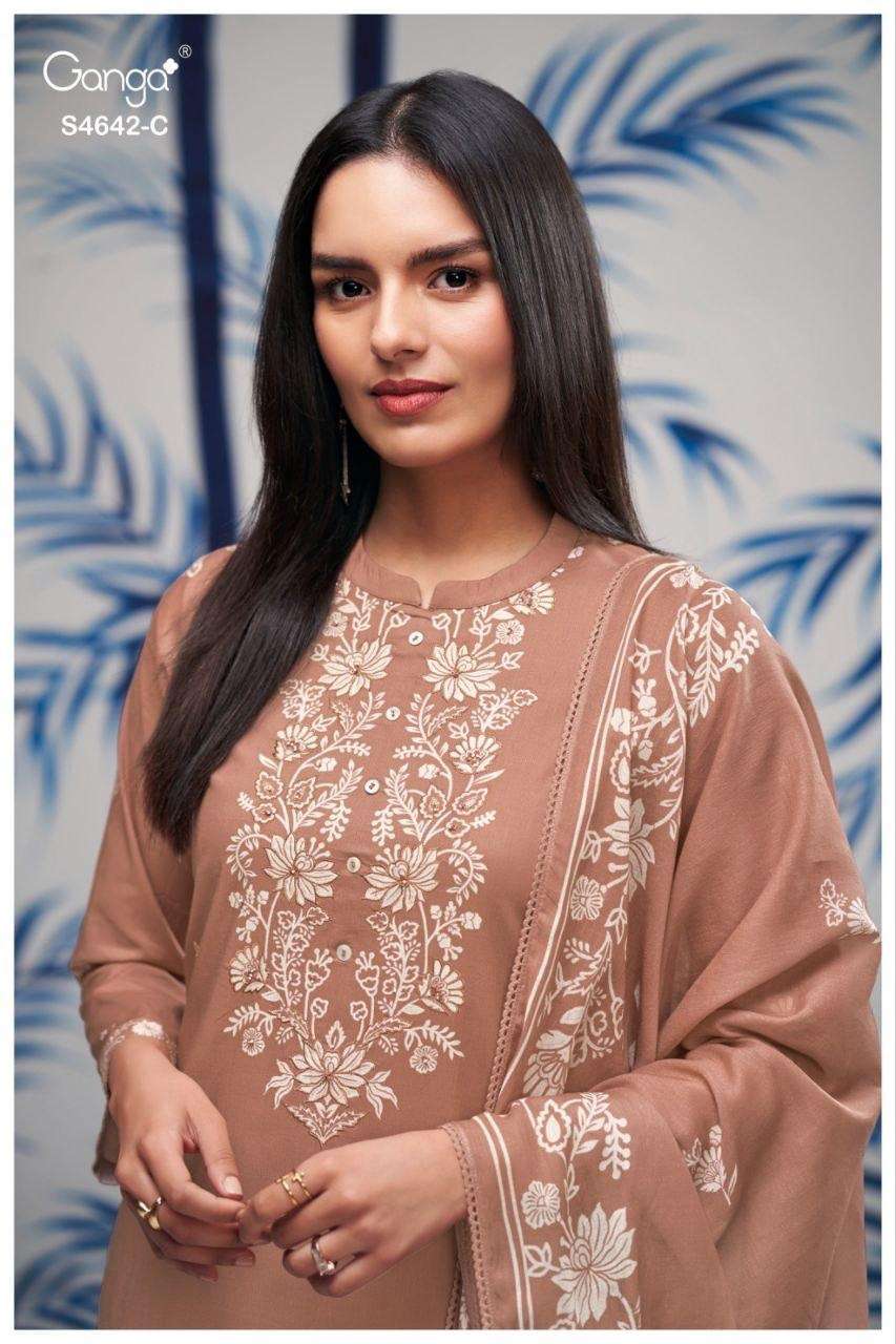 Ganga Hirael 4642 Cotton Dress Material - Amrah Wholesale