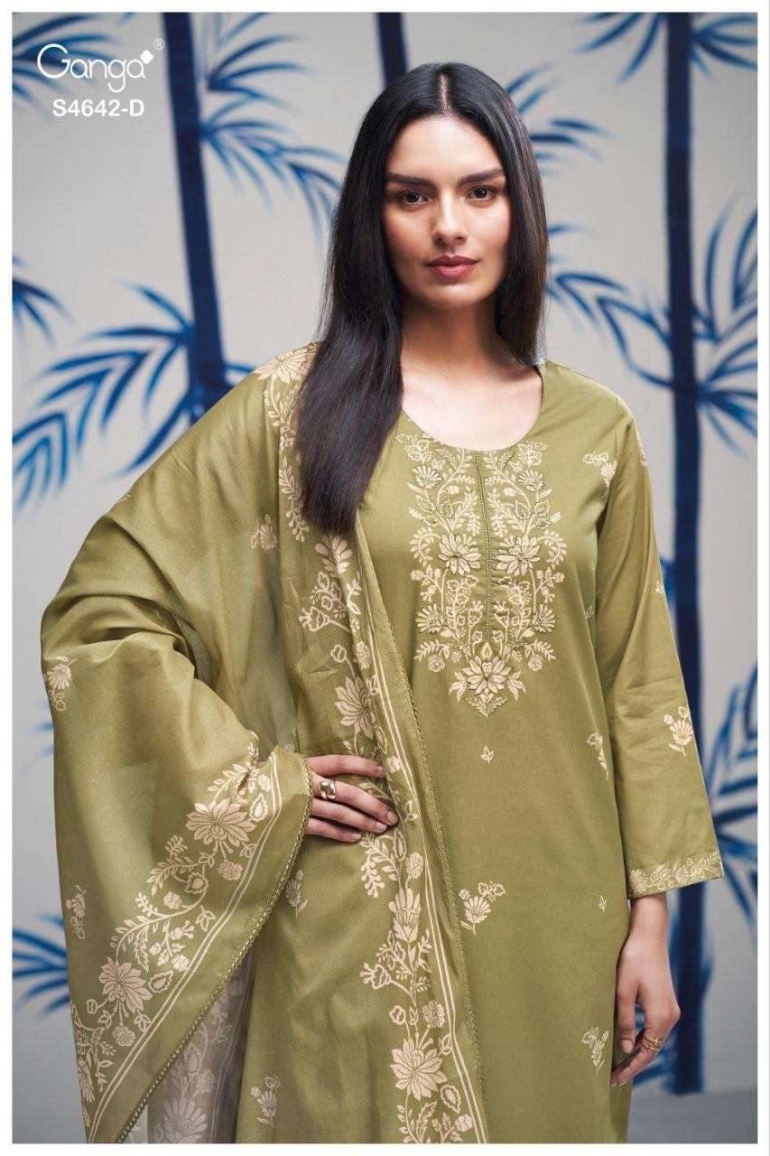 Ganga Hirael 4642 Cotton Dress Material - Amrah Wholesale
