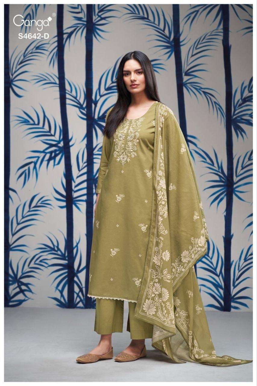 Ganga Hirael 4642 Cotton Dress Material - Amrah Wholesale