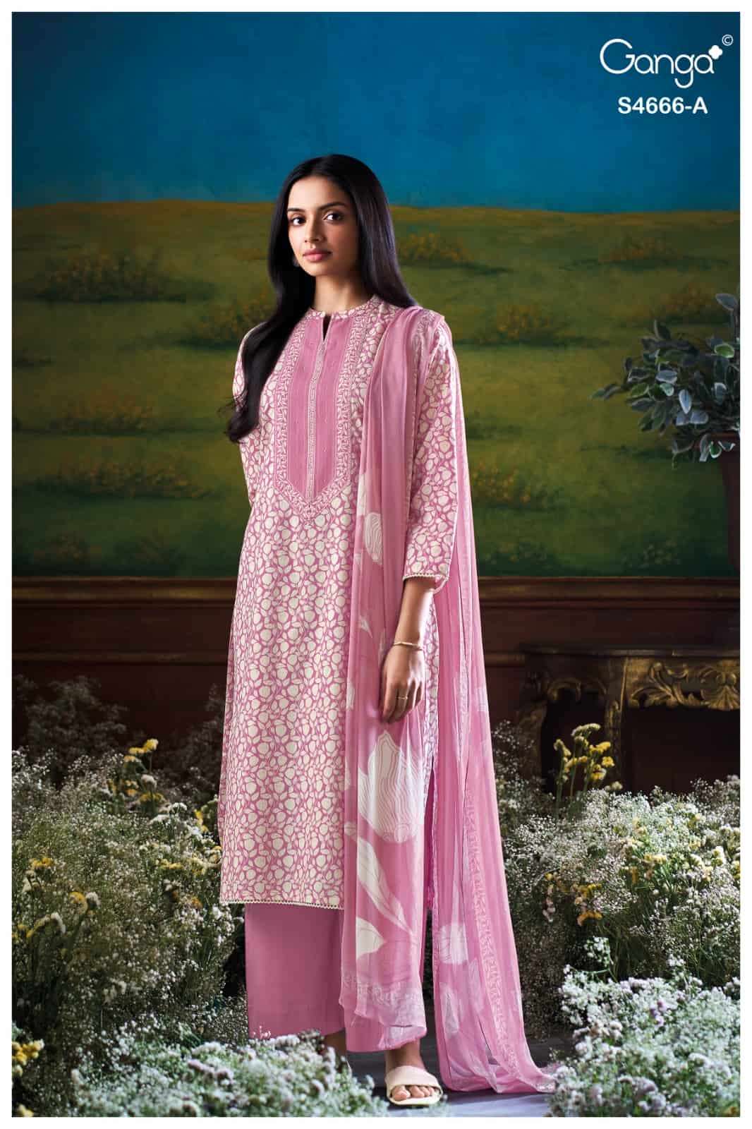 Ganga Fashion Hiyanika 4666 Premium Cotton Dress Material