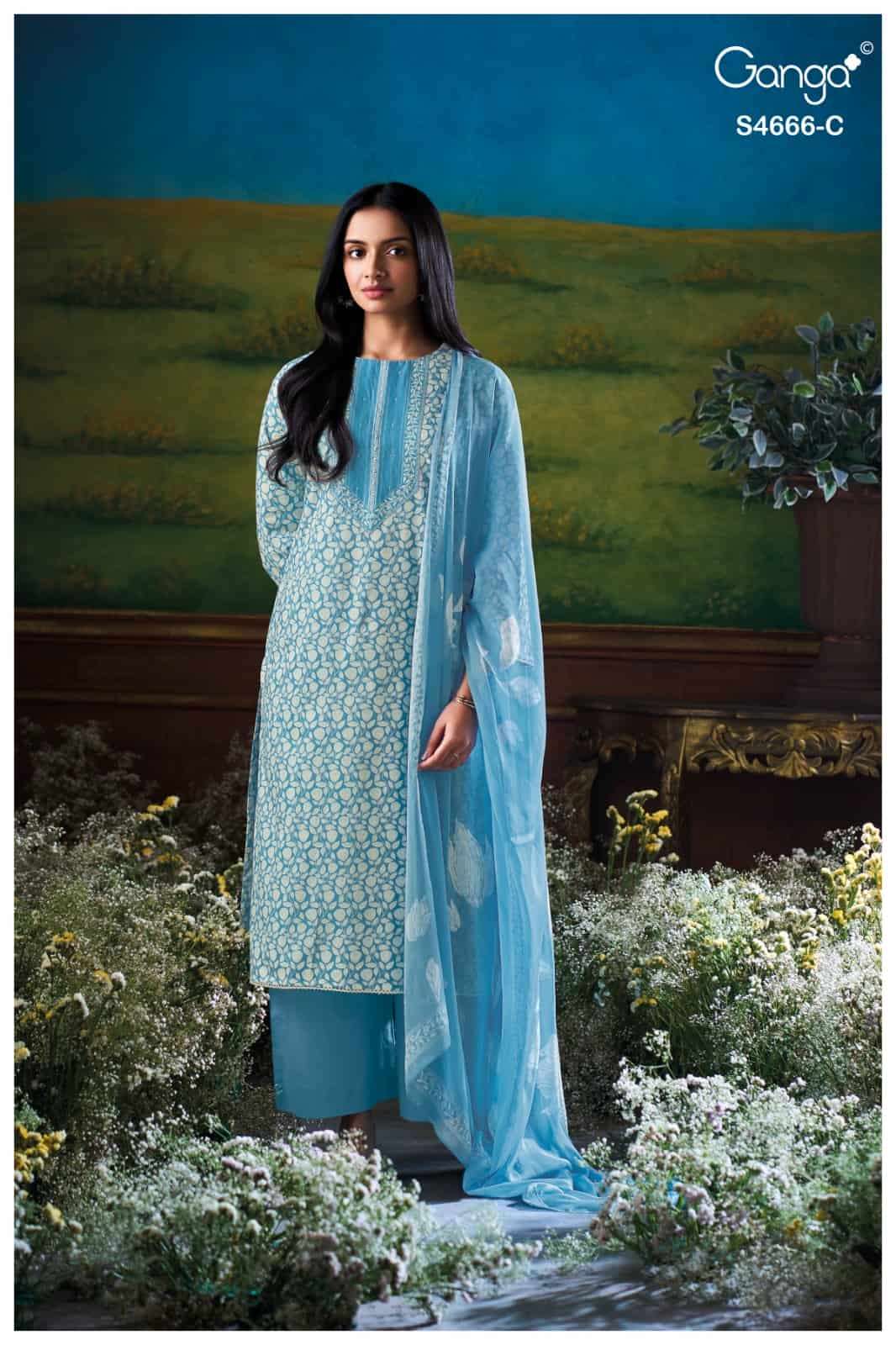 Ganga Fashion Hiyanika 4666 Premium Cotton Dress Material