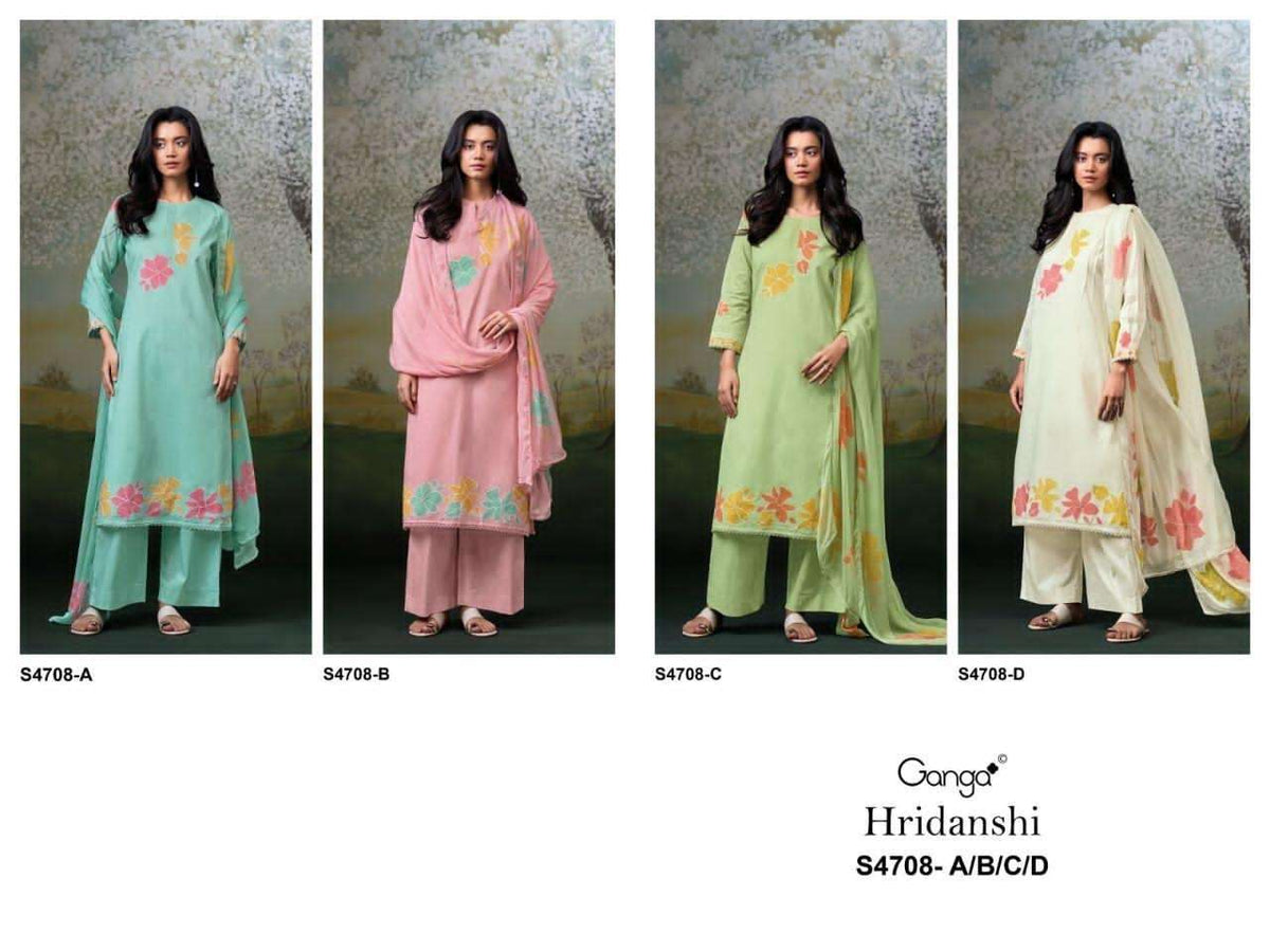 Ganga Fashion Hridanshi 4708 Organdy Dress Material - Amrah Wholesale