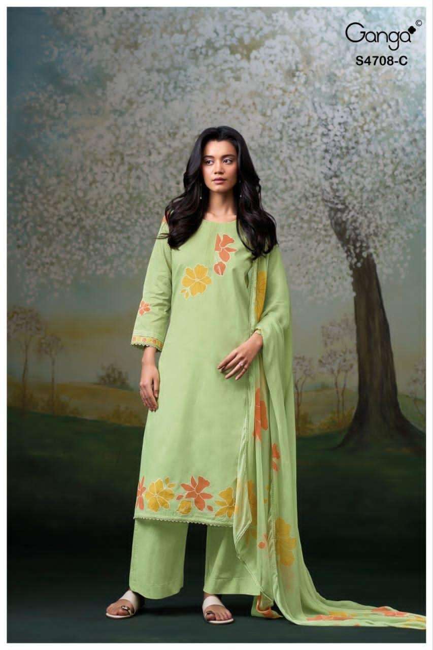 Ganga Fashion Hridanshi 4708 Organdy Dress Material - Amrah Wholesale