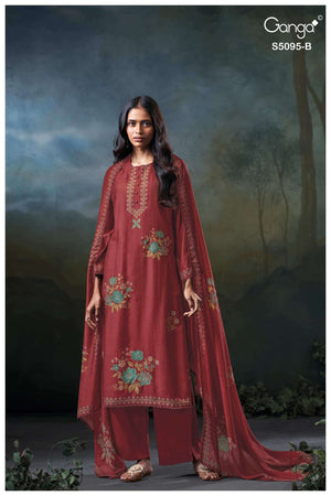 Ganga Fashion Hridisha 5095 Premium Pure Bemberg Silk Dress Material