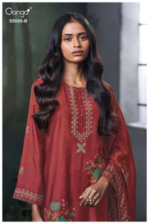 Ganga Fashion Hridisha 5095 Premium Pure Bemberg Silk Dress Material