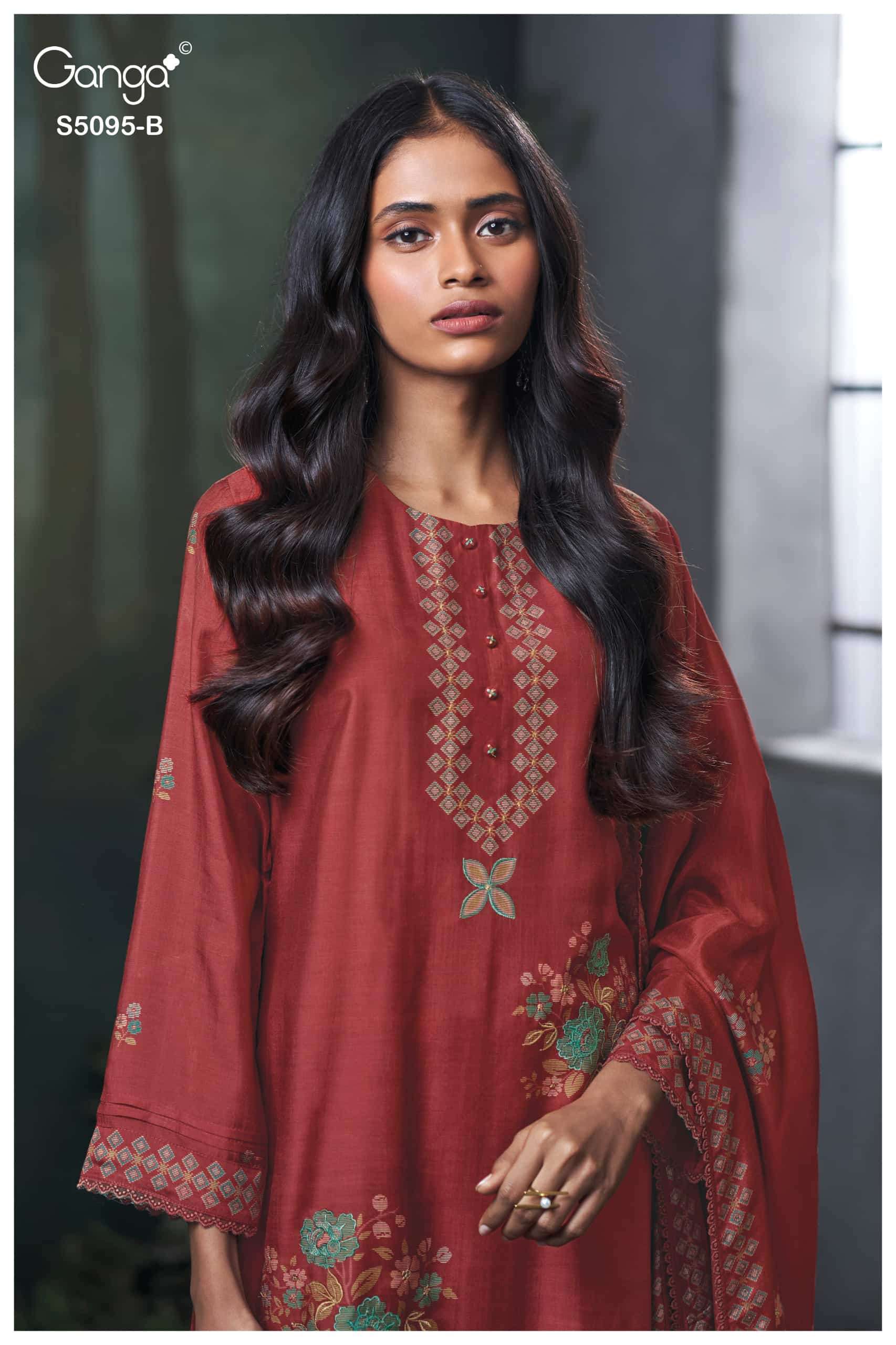 Ganga Fashion Hridisha 5095 Premium Pure Bemberg Silk Dress Material