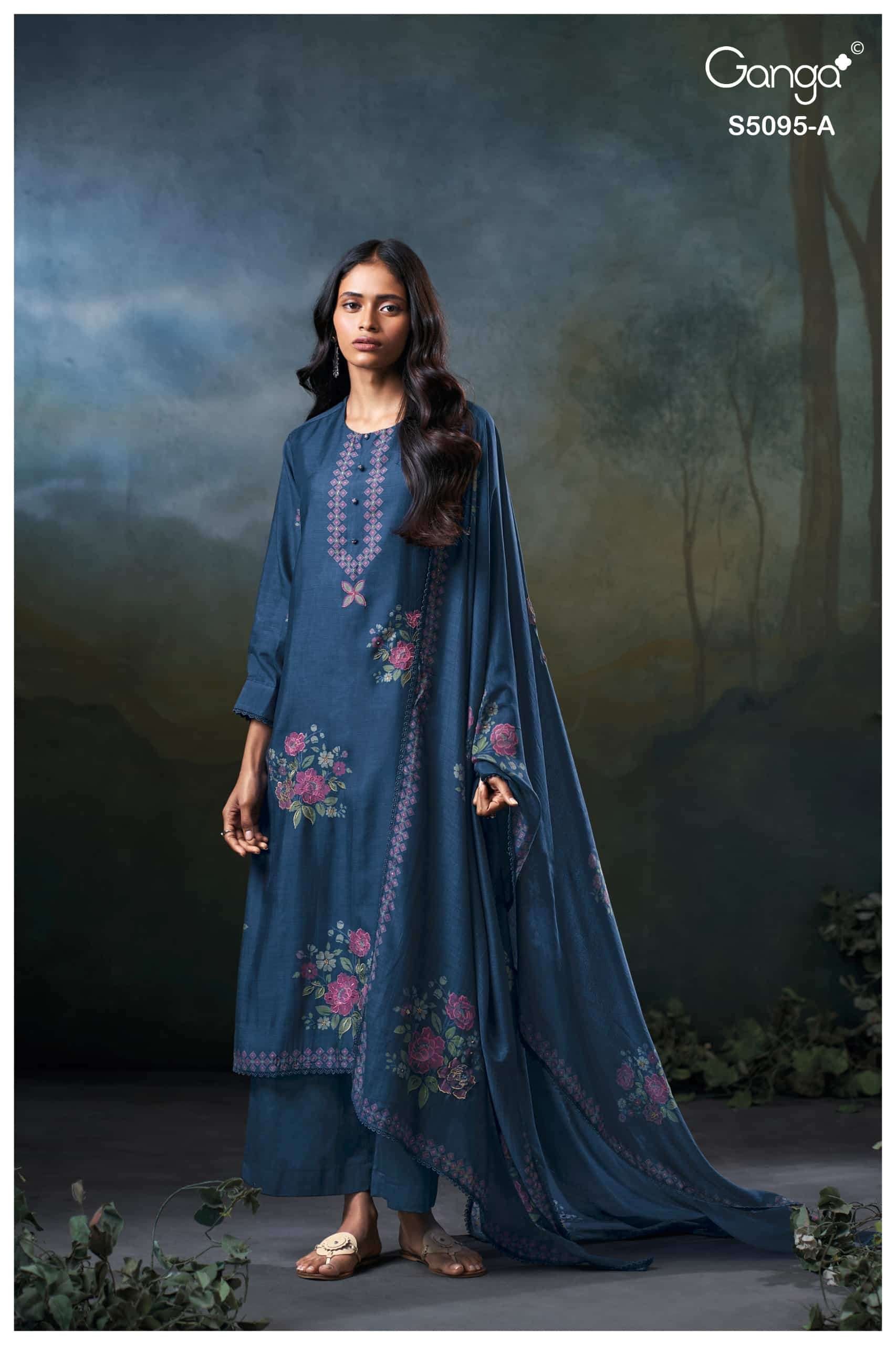 Ganga Fashion Hridisha 5095 Premium Pure Bemberg Silk Dress Material