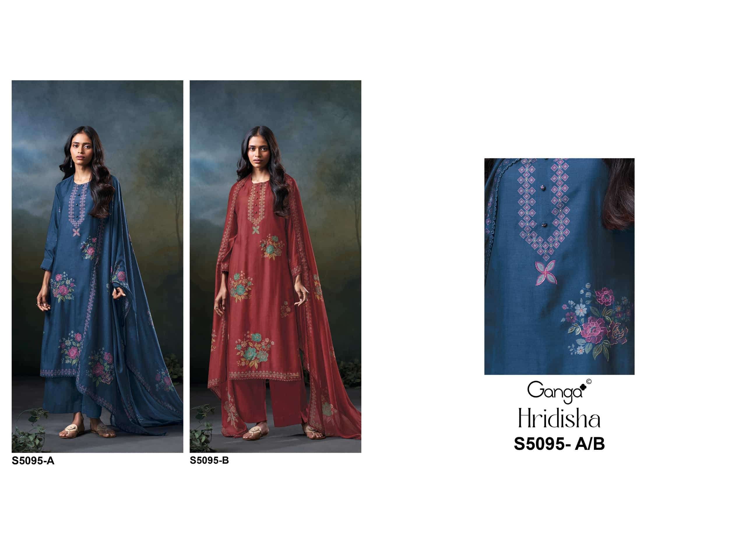 Ganga Fashion Hridisha 5095 Premium Pure Bemberg Silk Dress Material