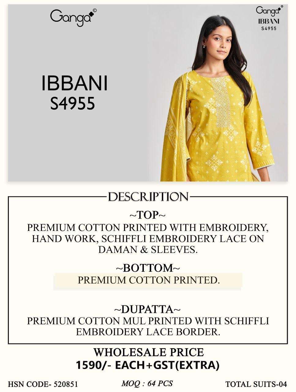 Ganga Fashion Ibbani 4955 Premium Cotton Dress Material