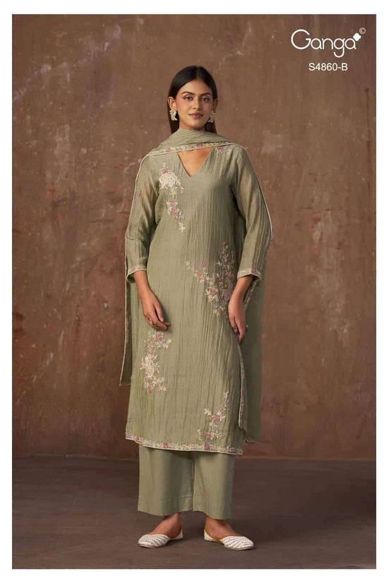 Ganga Fashion Indu 4860 Pure Banarasi Mul Designer Dress Material