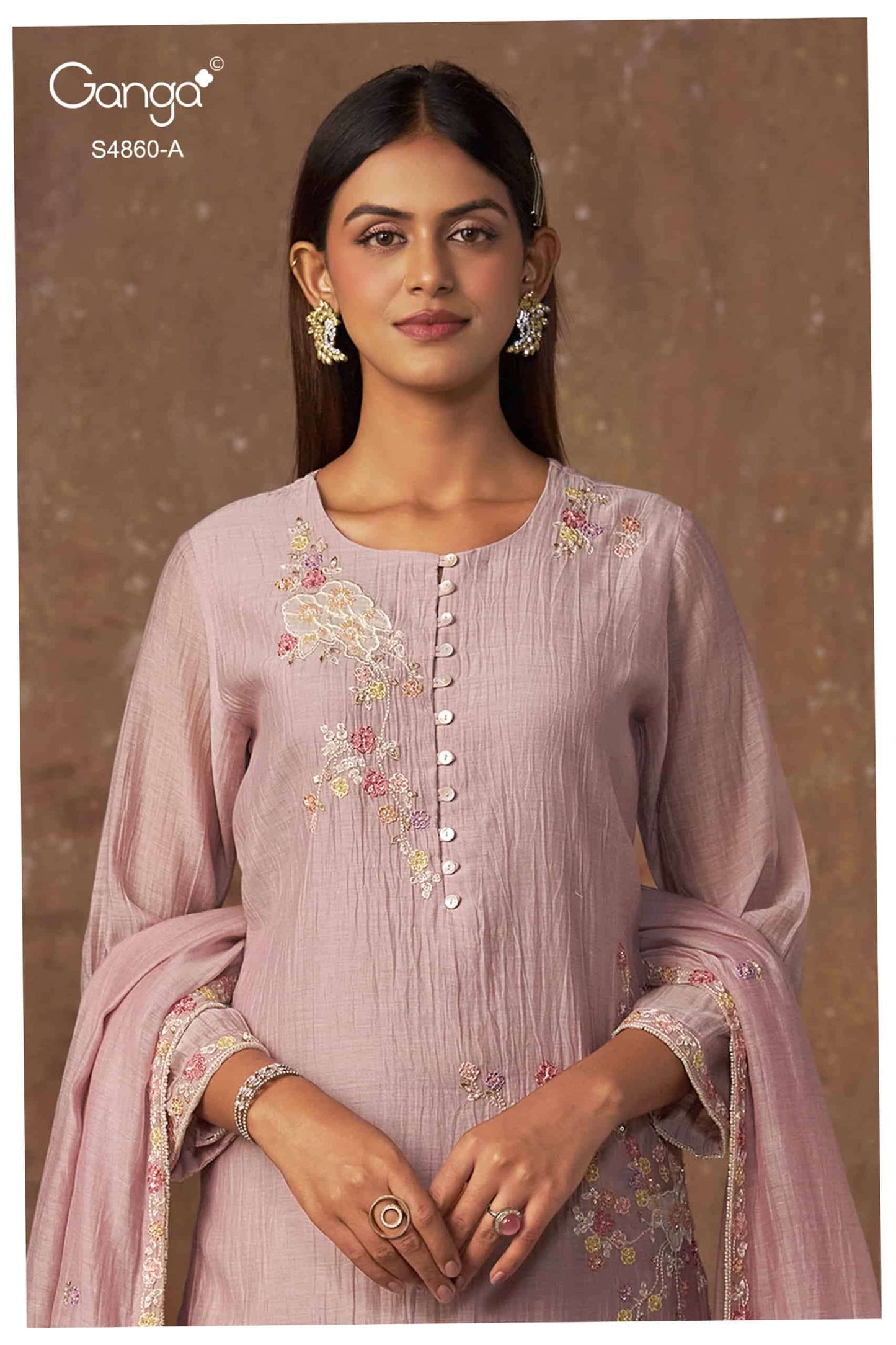 Ganga Fashion Indu 4860 Pure Banarasi Mul Designer Dress Material