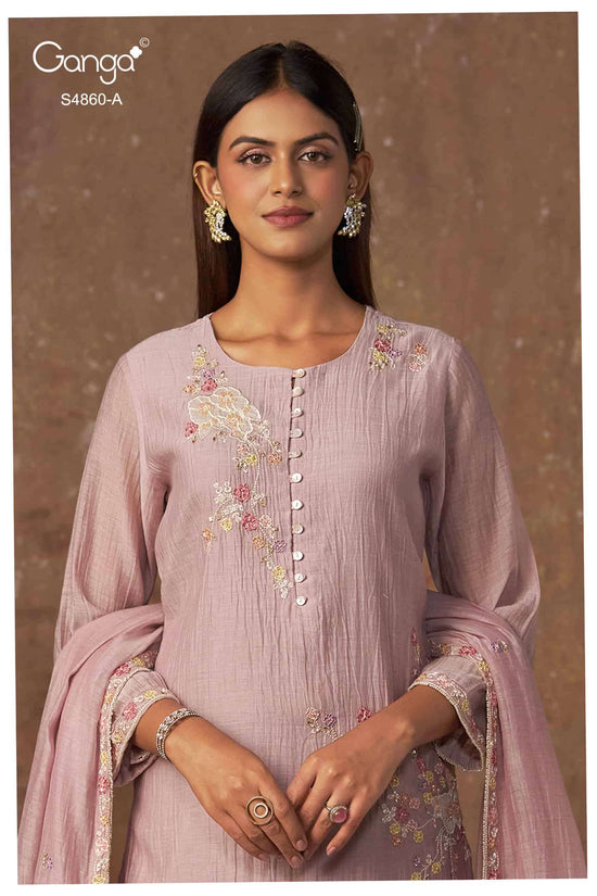 Ganga Fashion Indu 4860 Pure Banarasi Mul Designer Dress Material