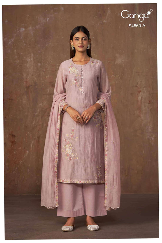 Ganga Fashion Indu 4860 Pure Banarasi Mul Designer Dress Material