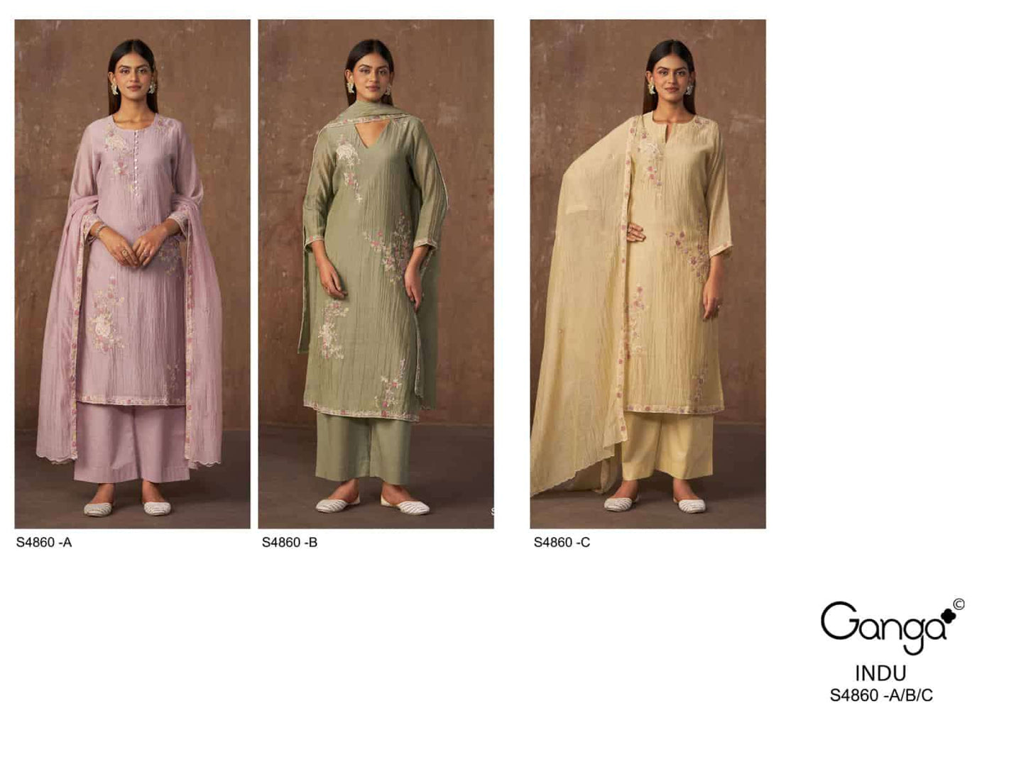 Ganga Fashion Indu 4860 Pure Banarasi Mul Designer Dress Material