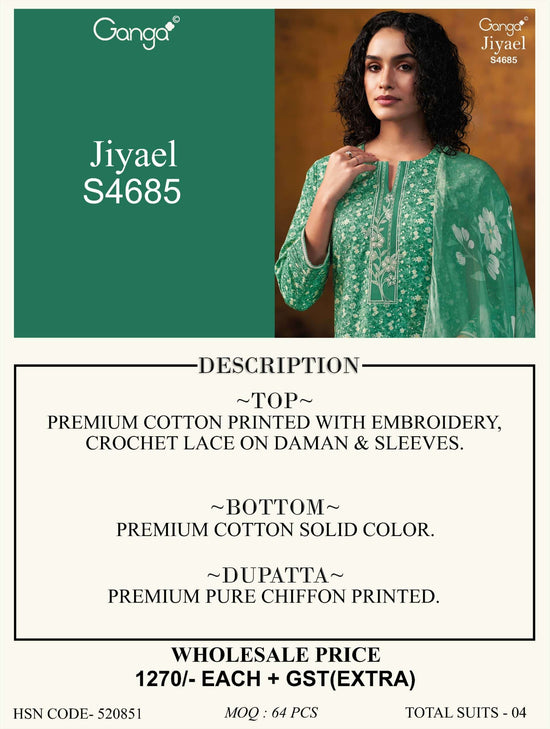 Ganga Fashion Jiyael 4685 Dress Material - Amrah Wholesale