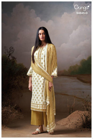 Ganga Junoira 4845 Cotton Printed Embroidered Dress Material - Amrah Wholesale