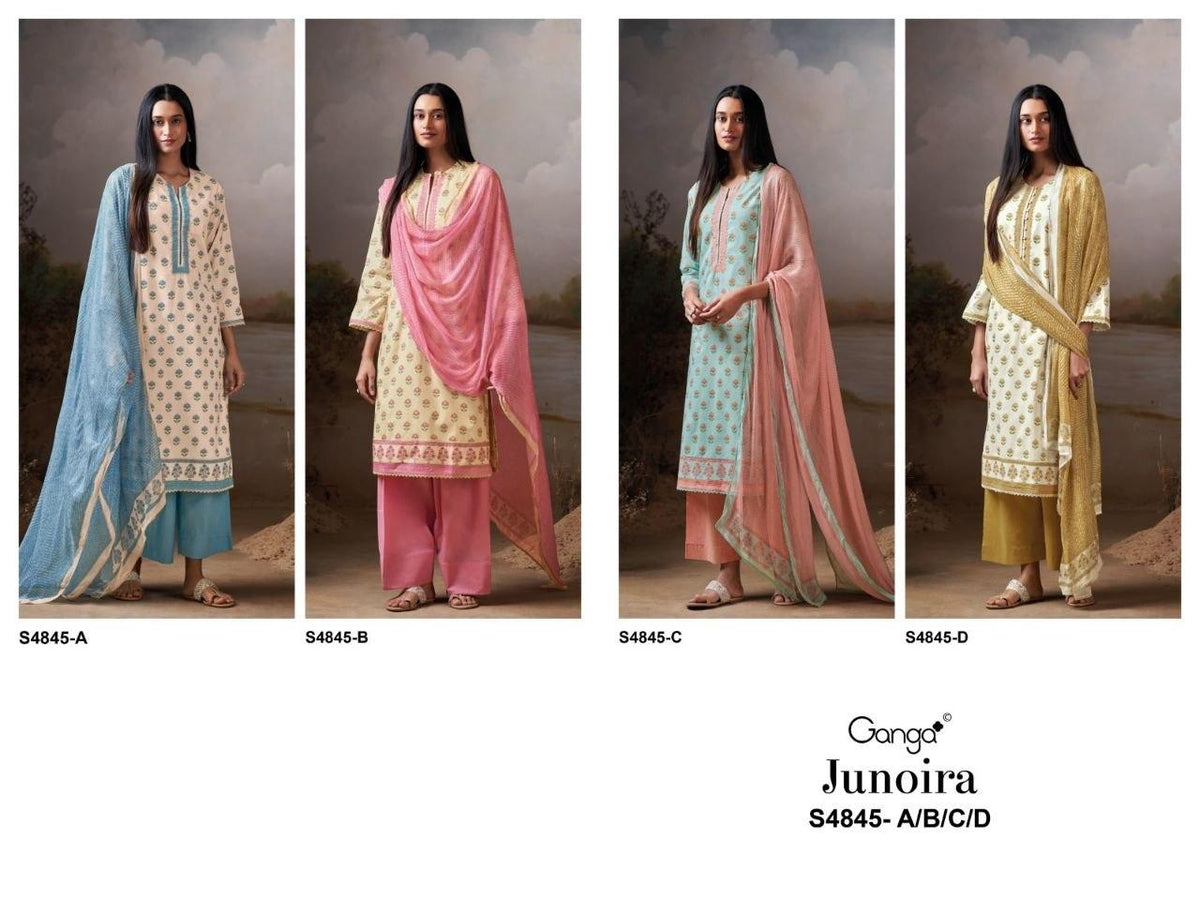 Ganga Junoira 4845 Cotton Printed Embroidered Dress Material - Amrah Wholesale