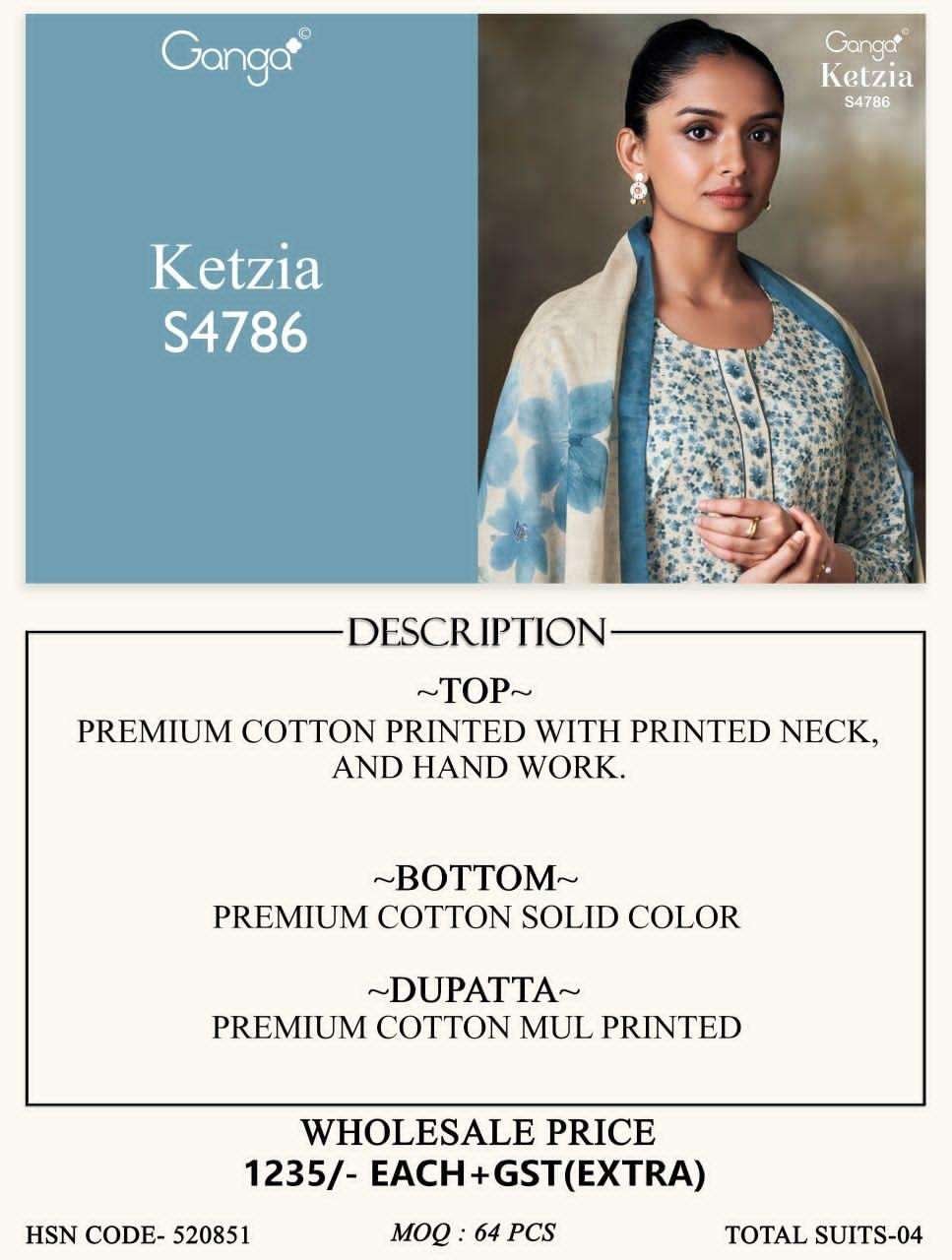 Ganga Fashion Ketzia 4786 Premium Cotton Dress Material