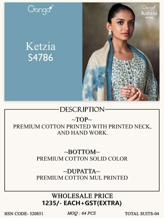 Ganga Fashion Ketzia 4786 Premium Cotton Dress Material